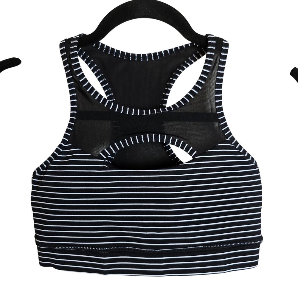 Savage Barbell Black Striped Sports Bra Size Small
